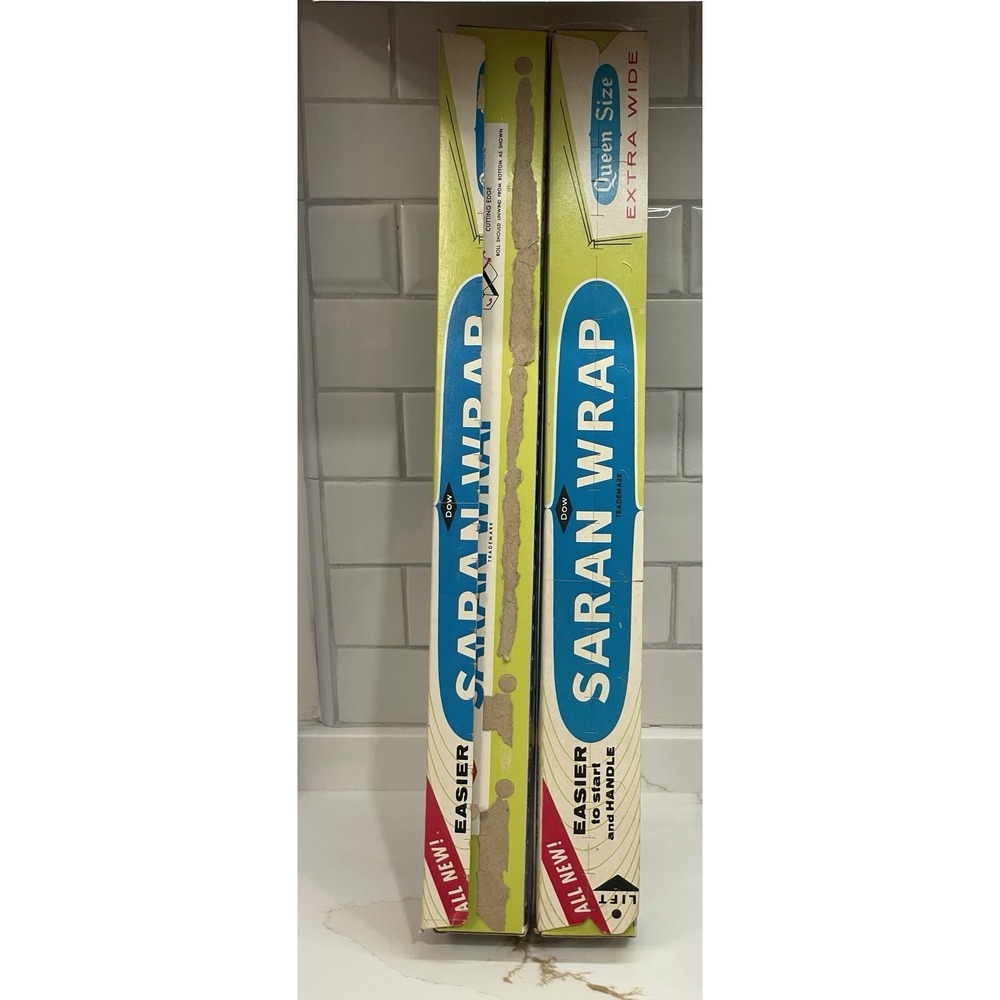 Lot 2 Vintage Saran Wrap Dow Queen Size Extra Wide 50 ft 1 New‎ & 1 Partial READ